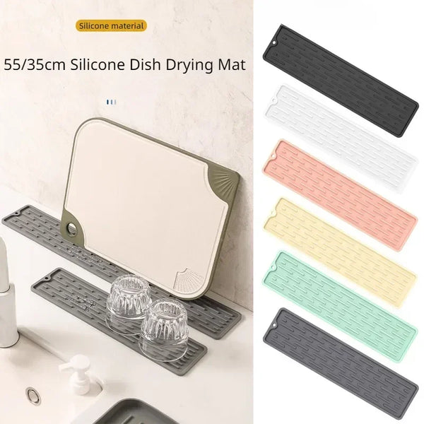 Silikon-Ablaufmatte Drylino | 35 × 8 cm oder 55 × 8 cm | Anti-Nässeschutz für Armaturen | Wiederverwendbar & hygienisch