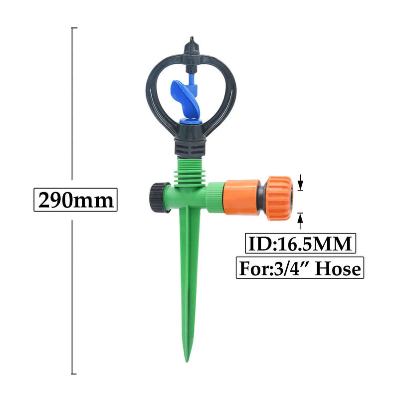 Aqualino Gartensprinkler 360° drehbar | Automatische Bewässerung | Vortex-Düsen | 4–5 m Reichweite