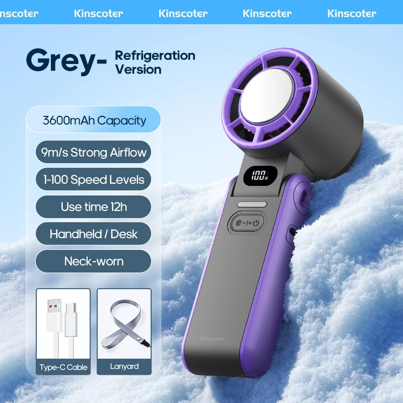 CoolityGo Handventilator mit Ice-Cool-Technologie | 100 Geschwindigkeitsstufen | 3600mAh Akku | Faltbar & Ultraleicht
