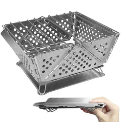 FireFold | Tragbarer Faltgrill aus Edelstahl | Camping- & Outdoor-Holzofen | 20,5 × 18,7 × 9,2 cm