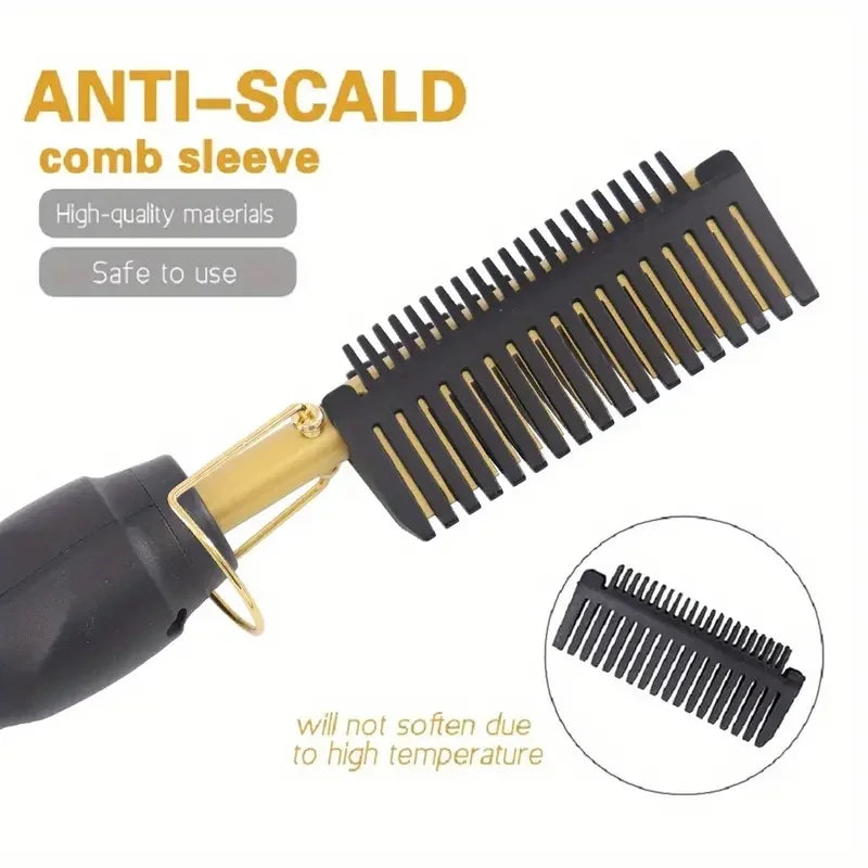 Curlion Elektrischer Kupferkamm | 2-in-1 Glätt- & Lockenstyler | Für glattes & lockiges Haar | Schnellheizend