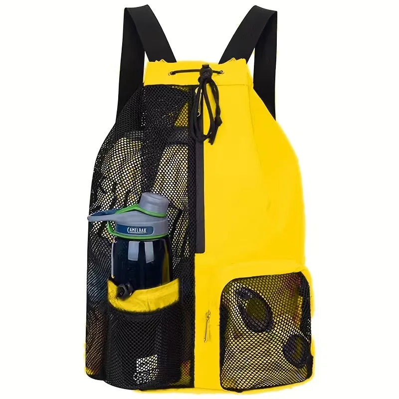 DrySportix Sportbeutel mit Netz & Nassfach | Rucksack mit Kordelzug | Schwimmen, Fitness & Strand | 48×32 cm