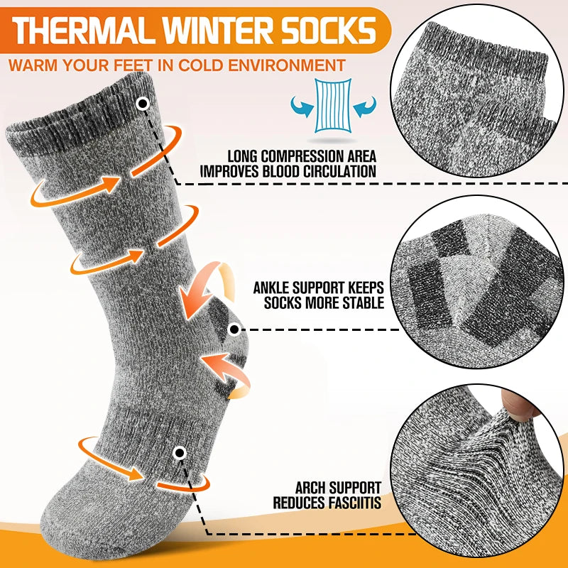 AlpenWool | 3 Paar Herren Winter-Socken | Extra Dick & Warm | Thermo-Wollsocken für Ski & Outdoor | Mid-Calf