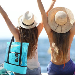 Strandtasche SANDORIA 2-in-1 | Mit Kühlfach & Netzaufbewahrung | Für Spielzeug, Muscheln & Snacks | Leicht & faltbar