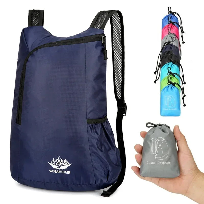 PackFold Air | Faltbarer Rucksack 20L | Ultraleicht & wasserdicht | Kompakt verstaubar | Für Reisen, Wandern & Alltag