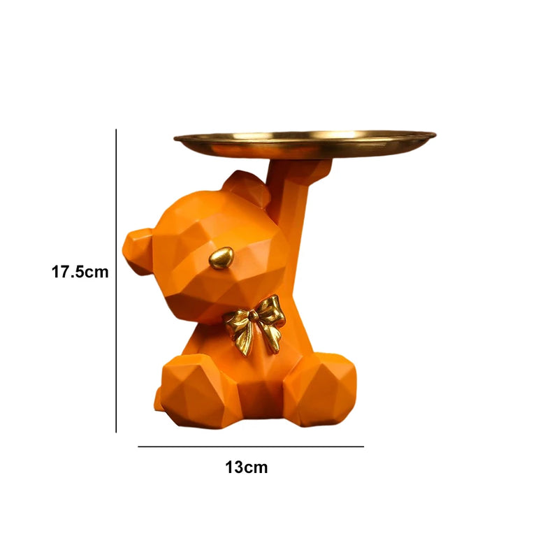 Aufbewahrungsfigur Formubo GeoBear | Geometrischer Bär aus Resin mit Schale | Deko & Ablage in einem | 17,5 × 13 cm