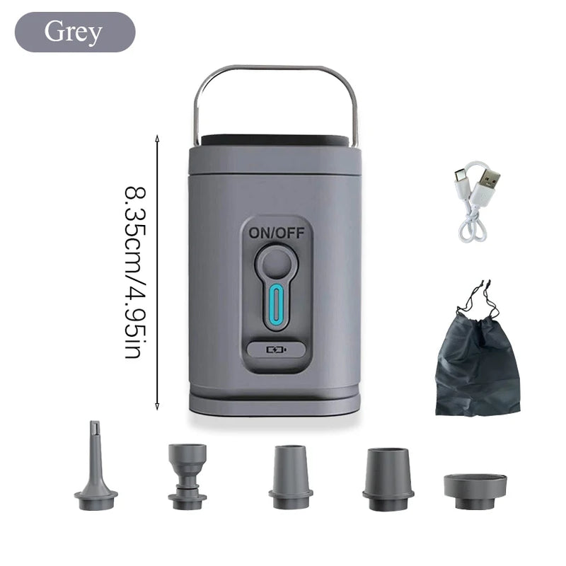 AirBreezy Mini Luftpumpe | Ultra Kompakt & USB-C Aufladbar | 5 Düsen | 200L/min Leistung