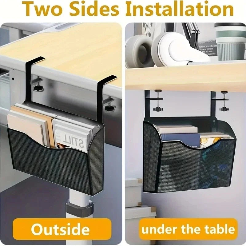 Schreibtisch-Schublade Clampix | Zum Anklemmen ohne Bohren | Seitlicher Aufbewahrungskorb aus Metall | 2 Größen | Für Büro & Homeoffice