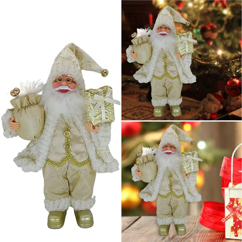 Weihnachtsfigur MerryClaus | Sitzender & Stehender Weihnachtsmann | 30 cm Dekofigur | Für Tisch, Kamin & Baumdekoration