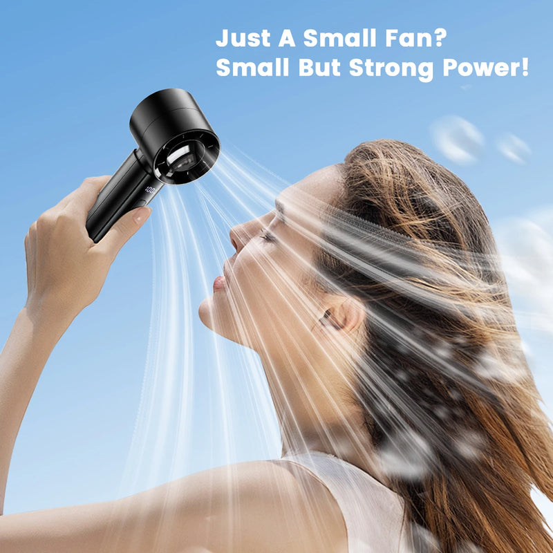 Aeriolo Tragbarer Handventilator mit 4000 mAh Akku | 5 Stufen & 100 Intensitätslevel | Digitalanzeige & Doppel-Luftstrom für Outdoor & Reisen