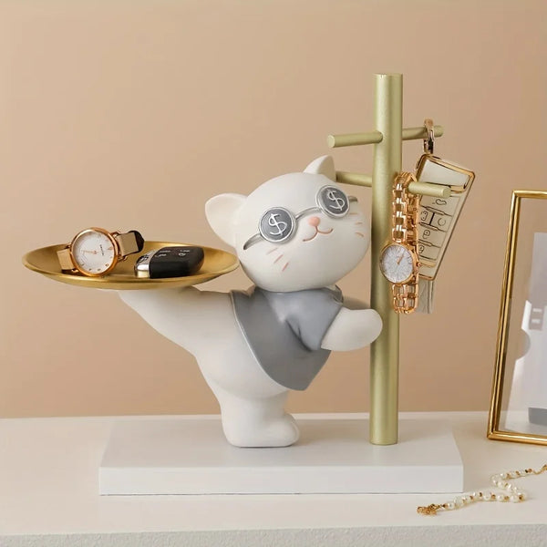 Charmoko Deko-Aufbewahrung mit Glücksbringer | LuckyCat & LuckyRabbit | Schmuck- & Schlüsselablage | Stilvolle Wohnaccessoires