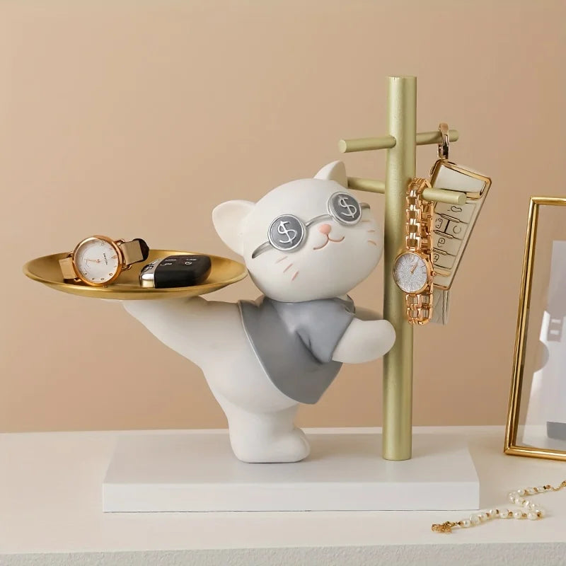 Charmoko Deko-Aufbewahrung mit Glücksbringer | LuckyCat & LuckyRabbit | Schmuck- & Schlüsselablage | Stilvolle Wohnaccessoires