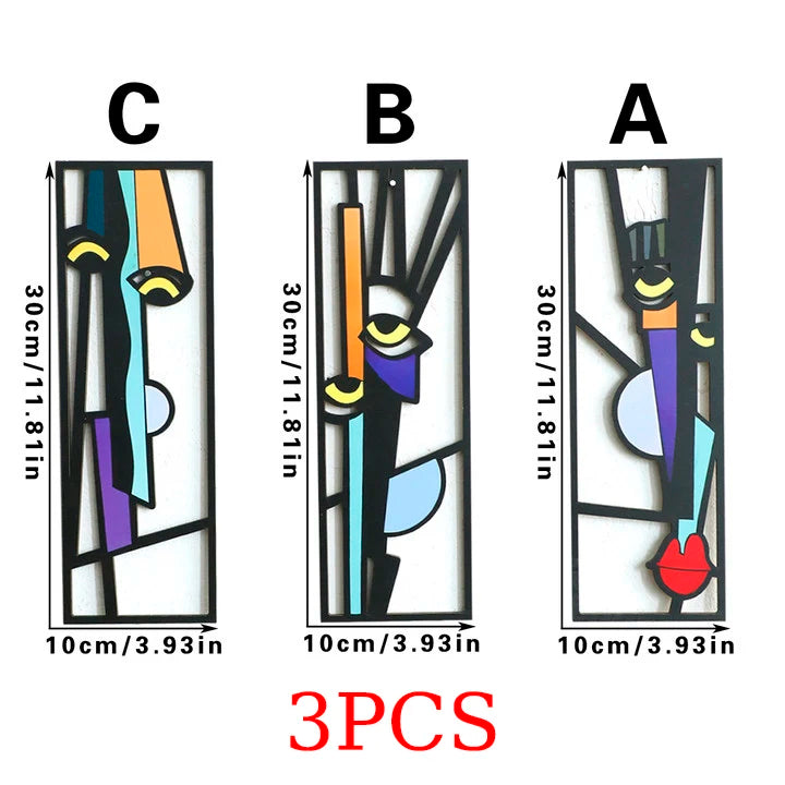 Aurevo Wanddeko Holz | Abstraktes Gesicht | Moderne Wandkunst | Für Wohnzimmer, Schlafzimmer & Büro
