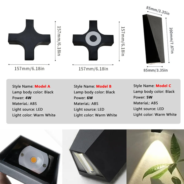 Luxavera WallBeam LED Wandleuchte Außen & Innen | IP66 Wasserdicht | Warmweißes Licht | 4W/5W/6W | Schwarz