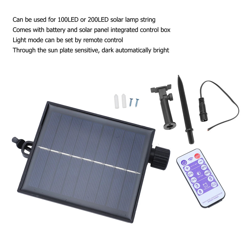 SolviaLux Solar Steuerbox für Lichterketten | Mit Fernbedienung & 8 Modi | Dimmbar & Wasserdicht IP65