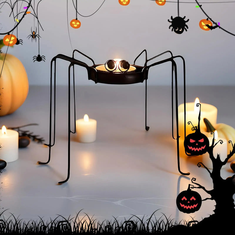 Arachnis | Halloween Spinnen-Kerzenhalter | Teelicht-Halter | 14×11 cm | Eisen