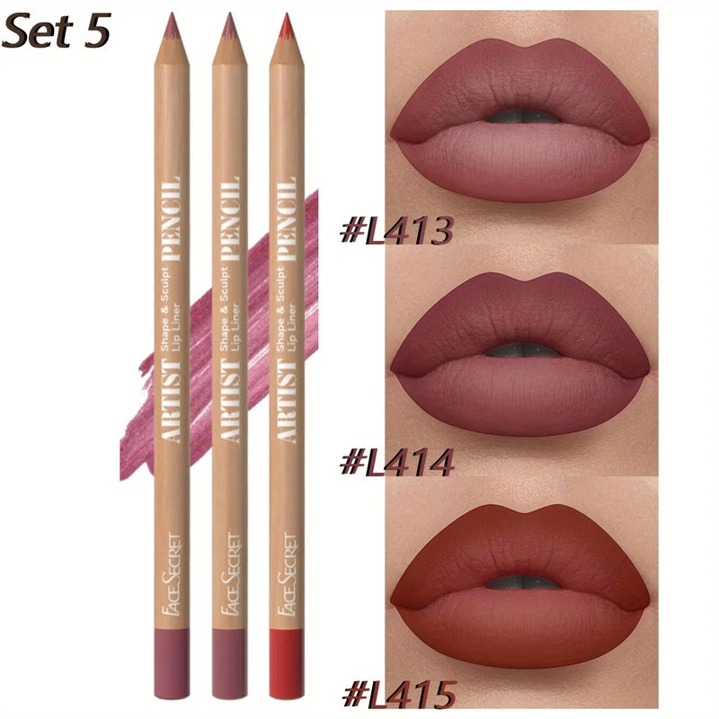 3er-Set Lippenkonturenstift & Lippenstift Velvéra Kiss | Matt & Wasserfest | Langanhaltend | Samt-Finish | Perfekt als Geschenk