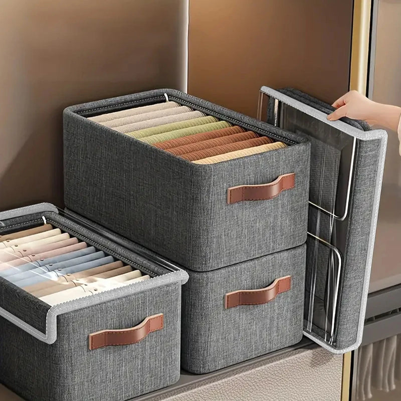 Aufbewahrungsbox mit Deckel | Stapelbar | Mit Griff | 47x28x20 cm