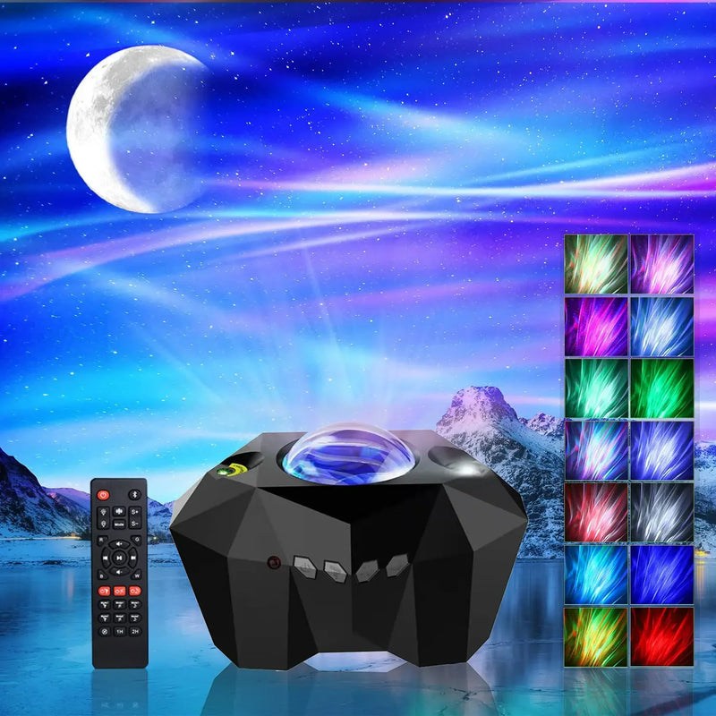 Auralis Sternenhimmel-Projektor | 3-in-1 Aurora, Sterne & Mond | Bluetooth Musik & Fernbedienung | Nachtlicht mit Timer
