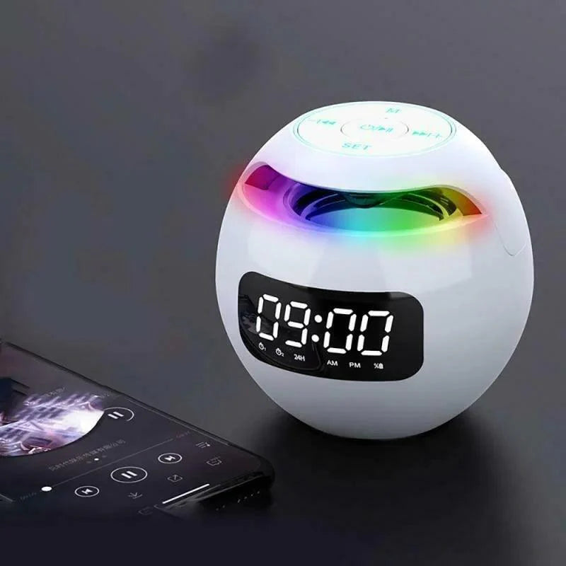 Kugel Lautsprecher Wecker | Bluetooth 5.0 | LED Nachtlicht | 2200 mAh Akku