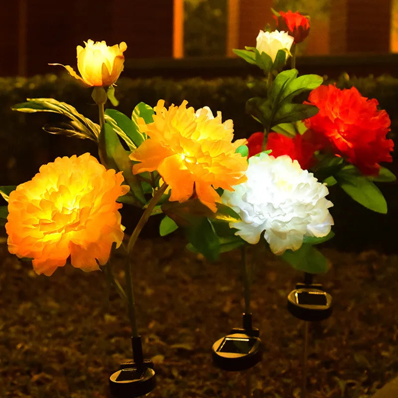 Lumflora Solar Bonsai Leuchte | LED Pfingstrose | Kabellos & Wetterfest | 35 cm Höhe