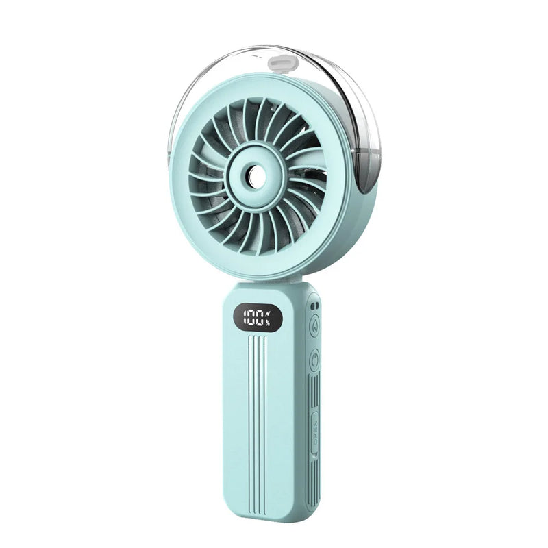 Mini-Ventilator Breezora Pro | Faltbar & Tragbar | Mit Sprühfunktion & USB-Aufladung | Für Hand, Tisch & Halsband