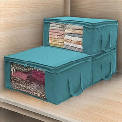 TexturaBox Faltbare Aufbewahrungsbox 49×36×21 cm | Mit Sichtfenster & Reißverschluss | Für Kleidung, Decken & Spielzeug