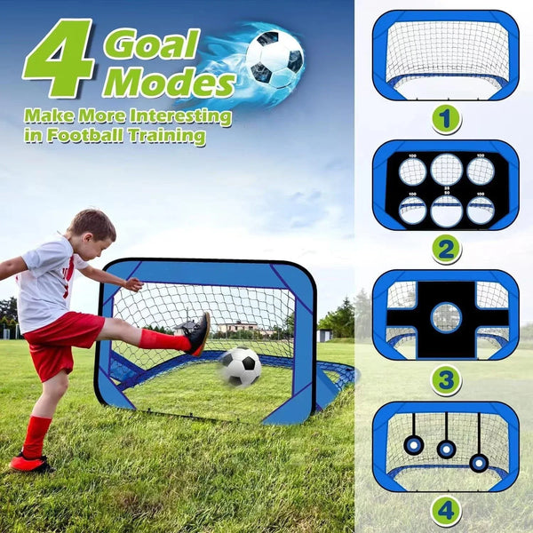 Kickoro Fußballtor für Kinder | Faltbar & Tragbar | 4-in-1 Trainingsziel | 120x80x80 cm