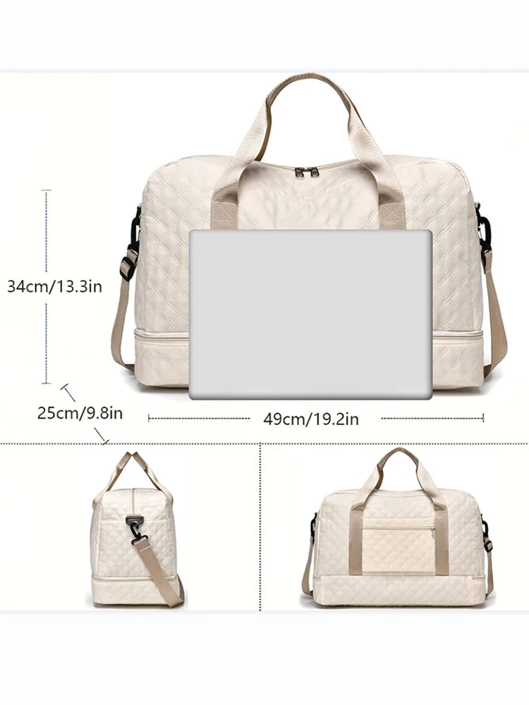 Raumio TravelFlex Leichte Reisetasche mit Rautenmuster | Große Sport- & Wochenendtasche mit Schuhfach & Nassfach | Handgepäcktauglich & faltbar