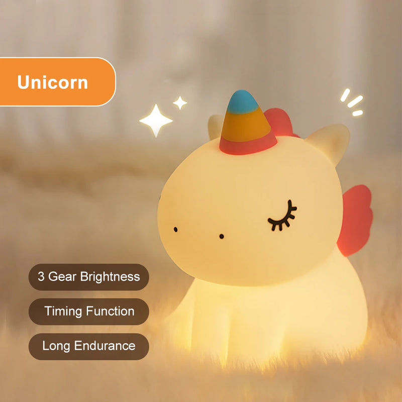 DreamiCorn LED Nachtlicht Einhorn | Weiches Silikon & USB Wiederaufladbar | Touch-Steuerung & 2 Helligkeitsstufen | Kinderzimmer & Geschenkidee