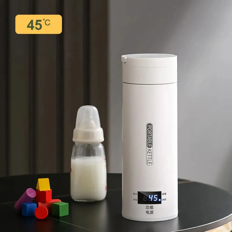 Elektrischer Reise-Wasserkocher | 500 ml | Mini Thermo-Kanne mit LCD | Für Tee & Kaffee unterwegs