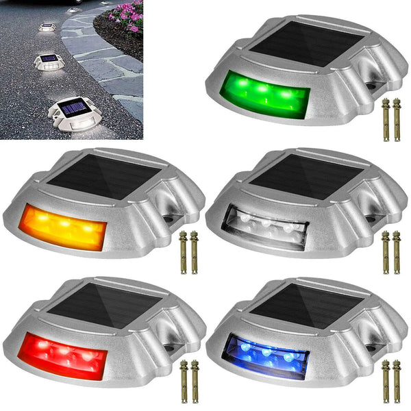 Solmira Solar LED Wegbeleuchtung aus Aluminiumguss | IP68 Wasserdicht | 6 LEDs für Einfahrt, Straße & Gartenweg