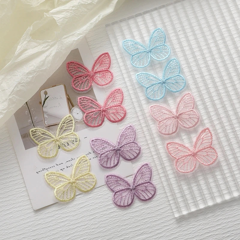 Bestickte Schmetterlings-Applikationen ColorWing | 20 Stück | 4,5 x 4 cm | Bunte Netzoptik | Zum Aufnähen