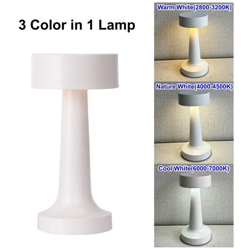 LED Tischlampe | 3 Lichtfarben | Touch-Dimmer | USB-C Wiederaufladbar