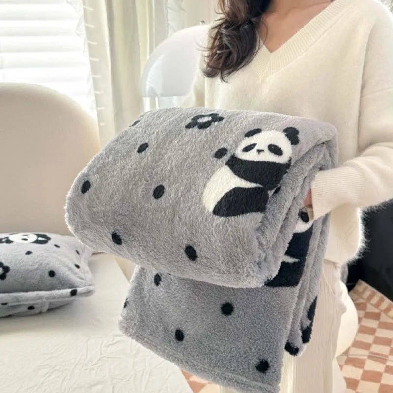 Pandaluna Kuscheldecke Flanell mit Karomuster | Weich & Atmungsaktiv | Für Sofa, Bett & Büro | Waschmaschinengeeignet | Rosa/Weiß