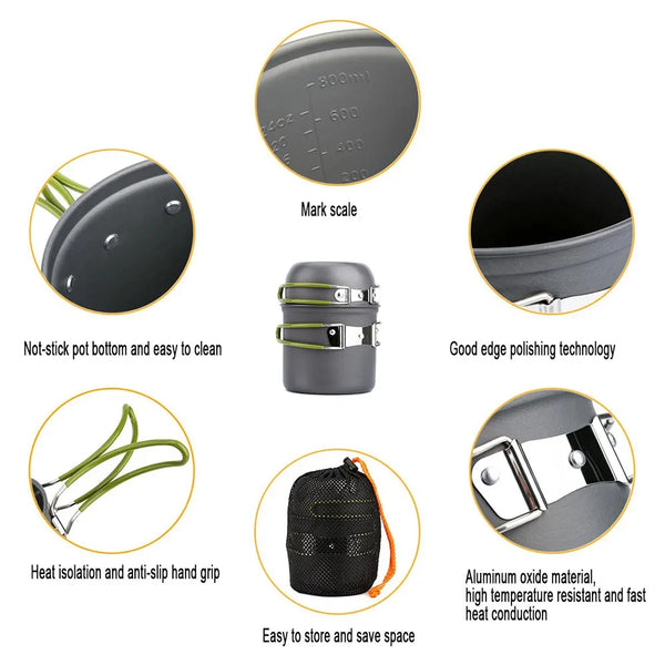 Trailvore CookLite Camping Kochset | Leicht & Faltbar | Topf mit Deckel | Inkl. Transporttasche | Für Wandern, Trekking & Outdoor