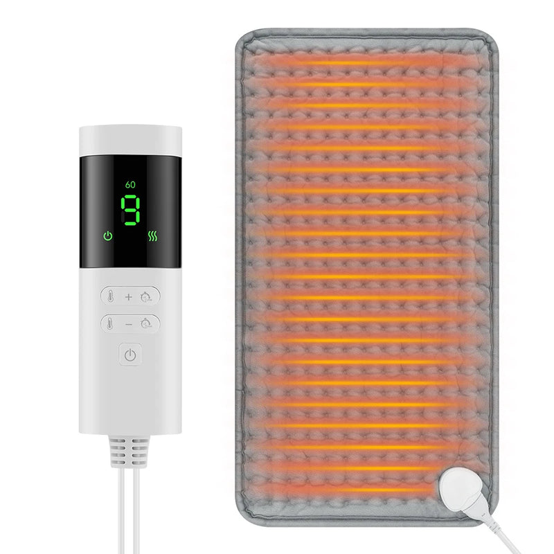 ThermaEase Elektrische Heizauflage | 9 Temperaturstufen & 4 Timer-Modi | 30×60 cm | Waschbar & Schnellheizend | Für Rücken, Bauch & Beine