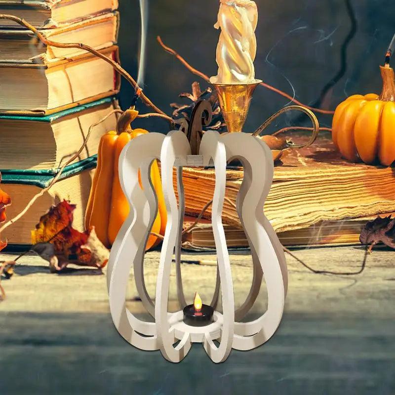 Kürbis Teelichthalter | Schmiedeeisen | Halloween Deko | Weiß & Gelb