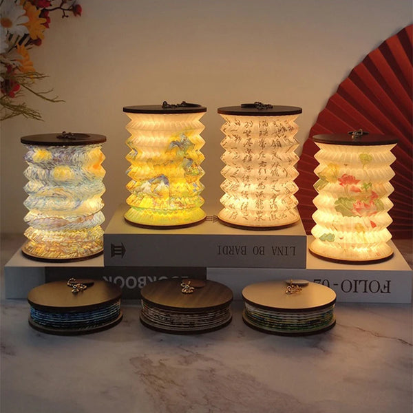 Lunava Faltbare LED Tischlampe | USB Wiederaufladbar | Touch-Dimmung | Laternen-Design aus Dupont-Papier | 2W | 400 mAh Akku