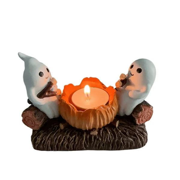 SpiritFlame | Halloween Geister-Lagerfeuer Halter | Flacker-Effekt & Metallständer | Deko ohne Kerzen