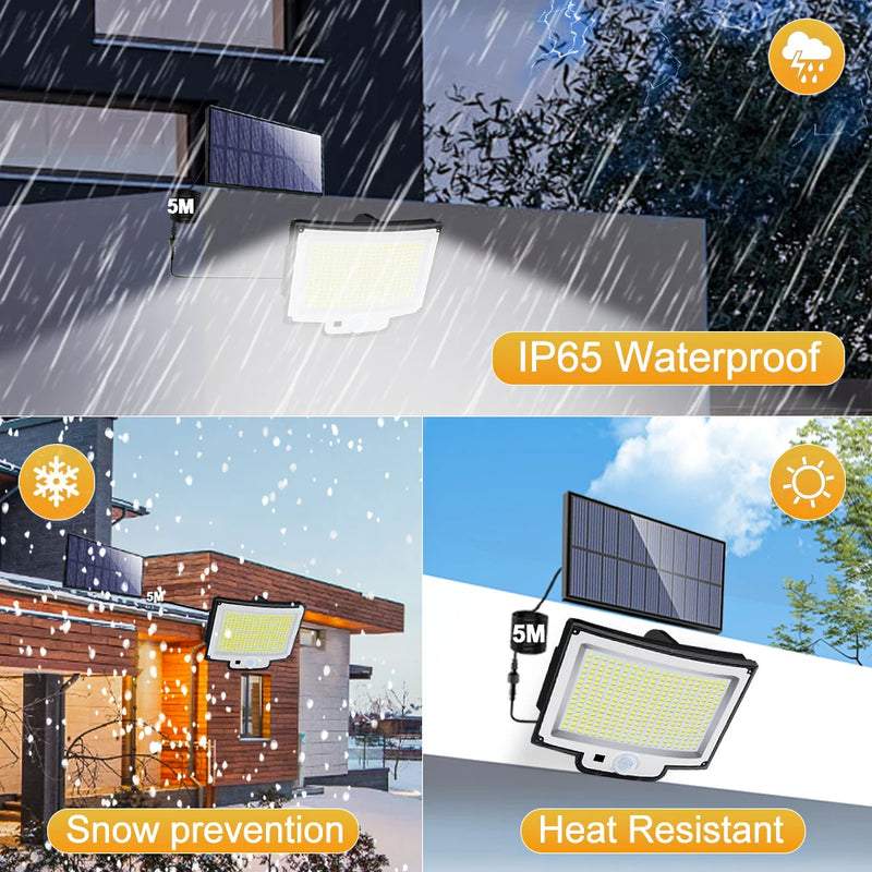 Solar-Wandleuchte LumoGuard 318LED | Bewegungsmelder & 3 Leuchtmodi | IP65 Wasserdicht für Garten, Terrasse & Zaun