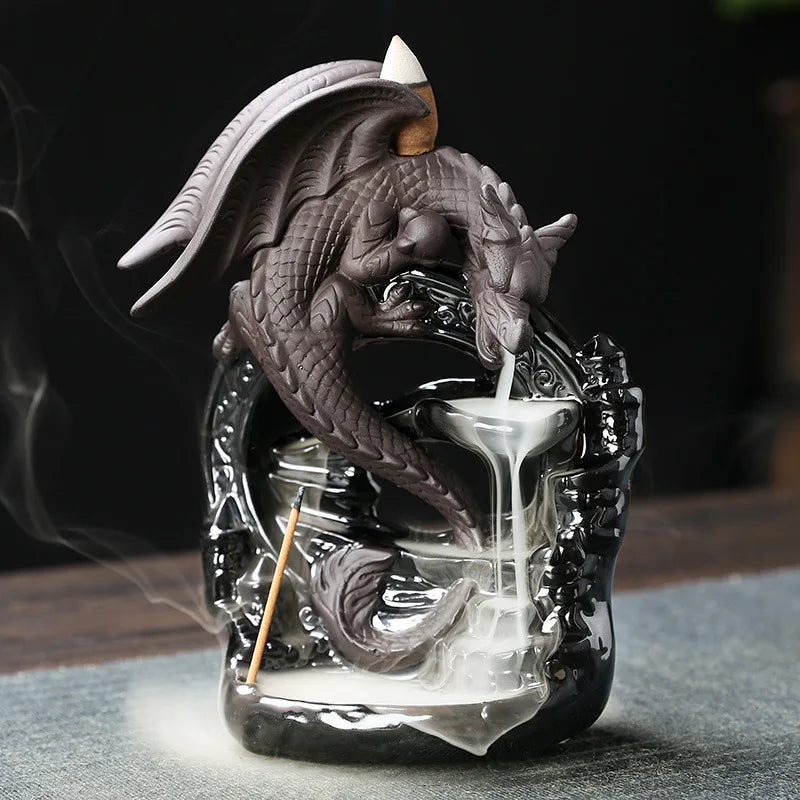 Dracarys Keramik Räucherhalter | Rückfluss-Design mit Drache | Vintage Deko | Für Meditation & Aromatherapie