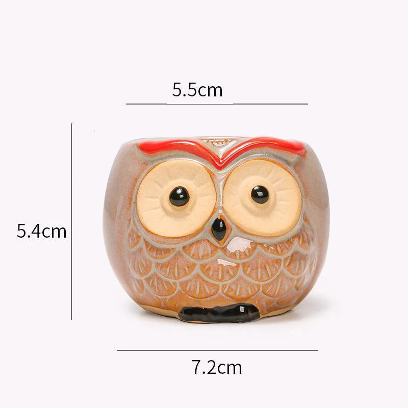 Owlivia | Keramik Eulen Blumentopf | Für Sukkulenten & Kakteen | Dekoration & Geschenkidee