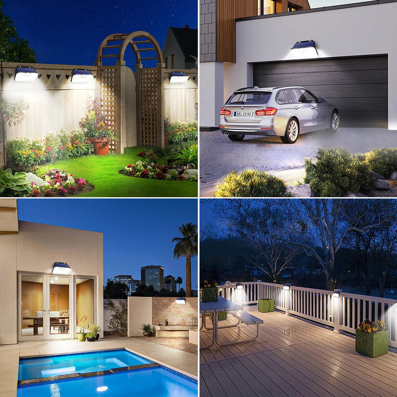 Solentra Solar Wandleuchte Außen mit Bewegungsmelder | 148 LEDs | IP65 Wasserdicht | 3 Modi | Superhell & Kabellos