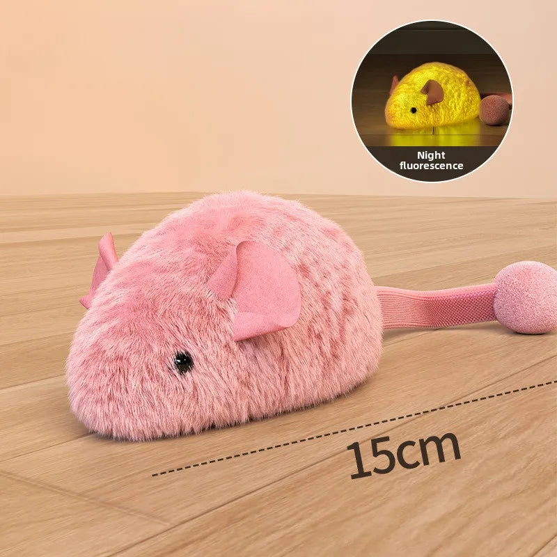 FelioFun Interaktive Plüschmaus | Mit Tiergeräuschen & Leuchtfunktion | 15 cm | Katzenspielzeug
