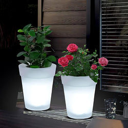 Florasun GlowPot Solar Blumentopf mit LED Beleuchtung | Leuchtender Pflanztopf für Garten & Balkon | Wasserdicht & Wiederaufladbar