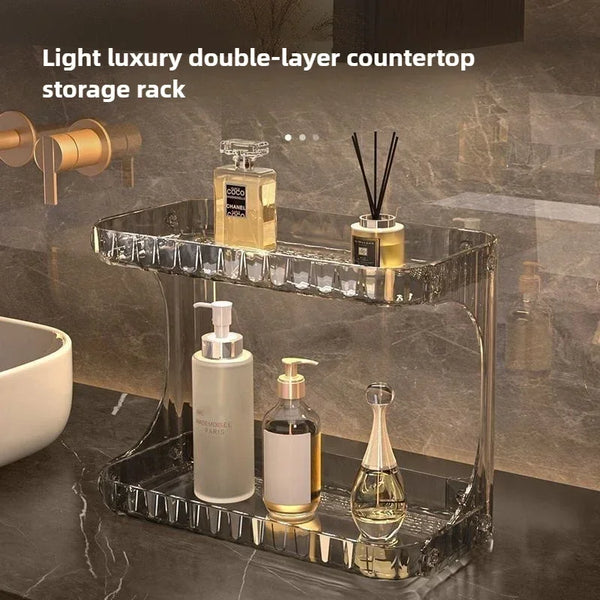 PureStak Badezimmer Regal | Doppelstöckig | Kosmetik- & Pflege-Organizer | Waschbecken & Tischablage