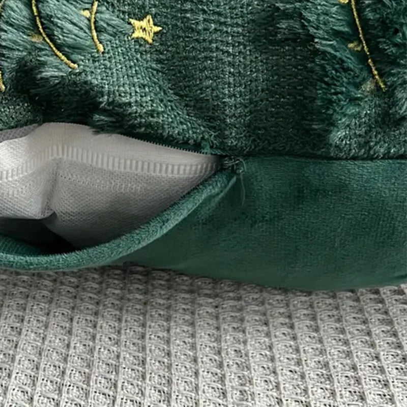 NordicPine | Weihnachts-Kissenbezug | Smaragdgrün mit Goldsternen | 45×45 cm