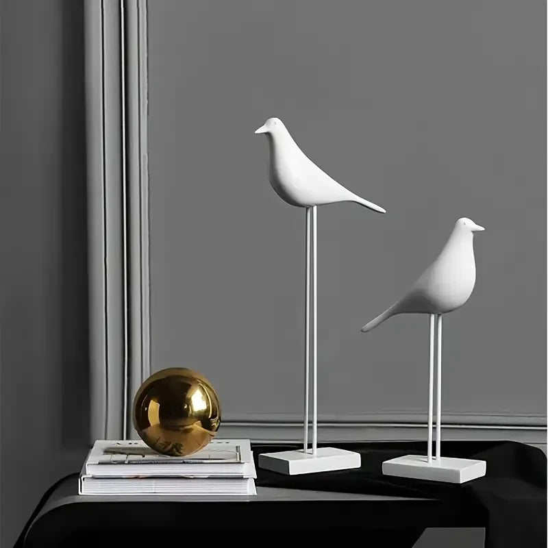 Dekofigur NordicBird | Handbemalte Vogelstatue aus Kunstharz | Skandinavische Wohnaccessoire | Tisch- & Bürodekoration