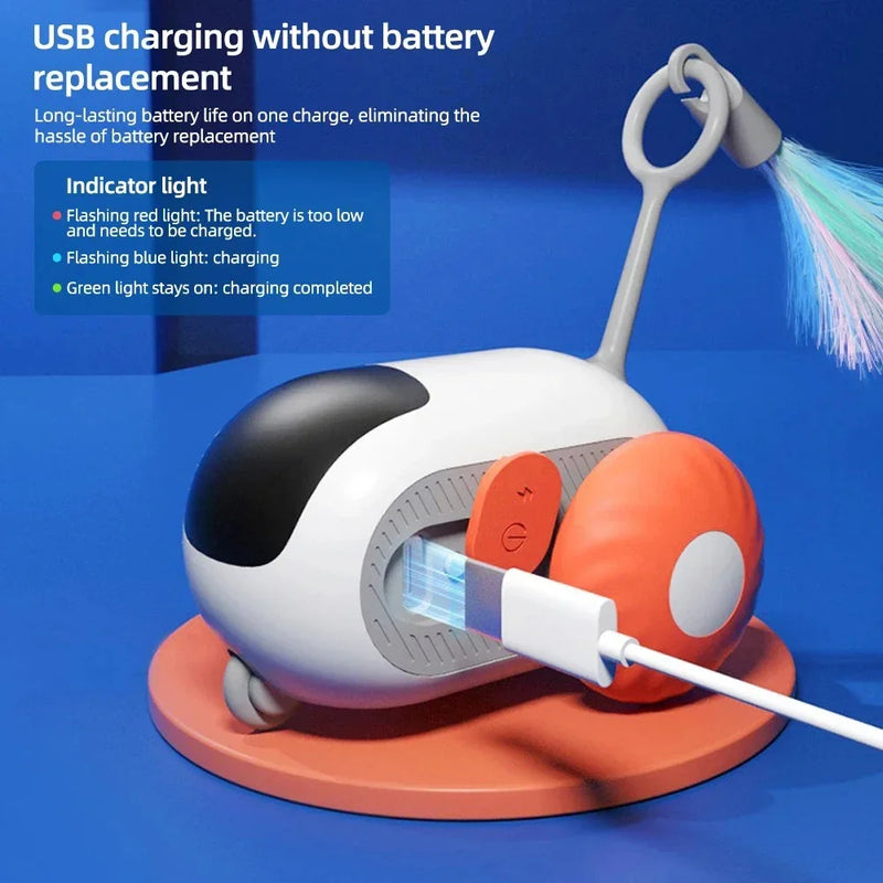Intelligentes Katzenspielzeug PurrChase Move | Fernbedienung & Automatik | Hinderniserkennung | USB-ladbar | 7,4×6,7×4,4 cm